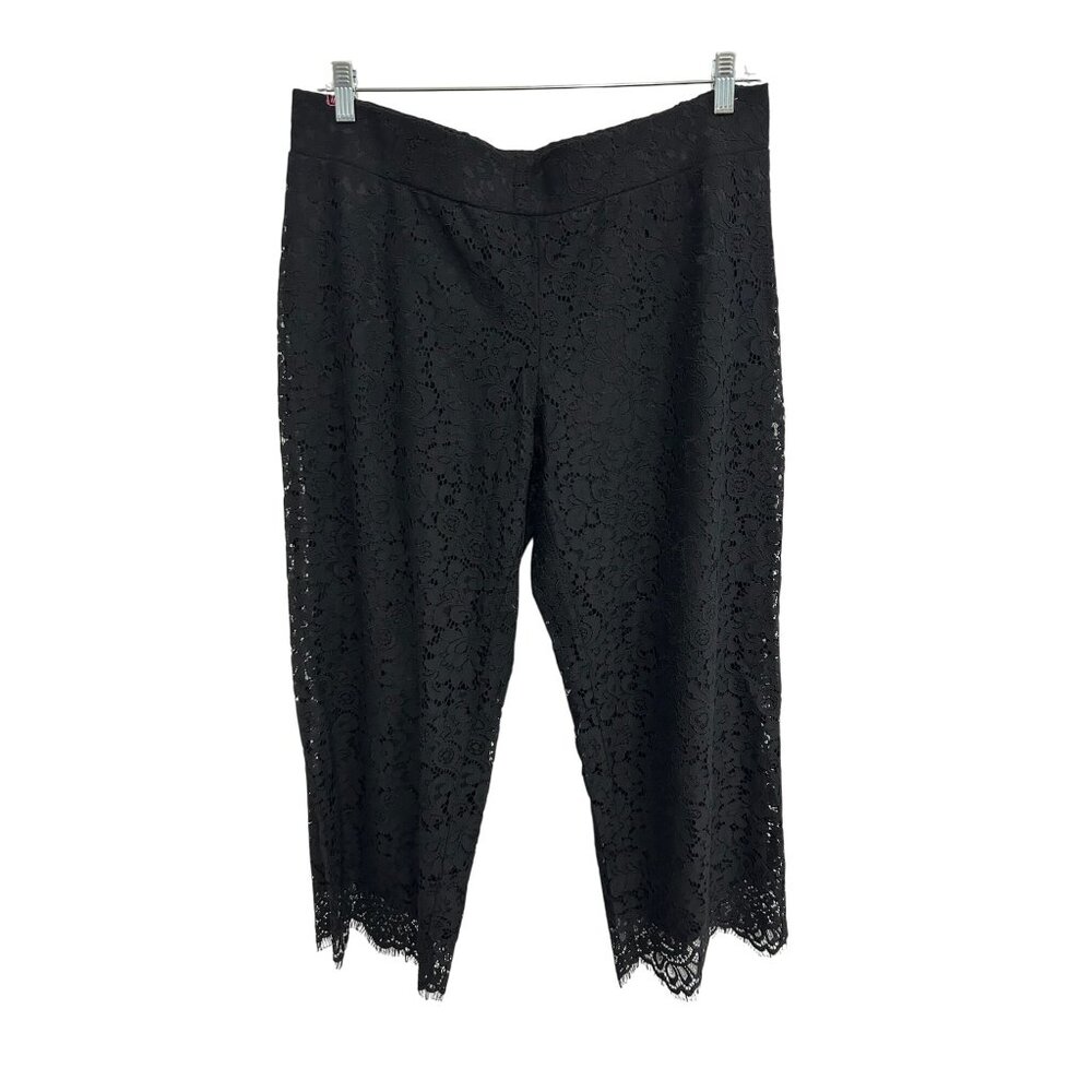 Isaac Mizrahi Live! Lace Cropped Pants Sz Large Petite Elastic Waist Whimsigoth